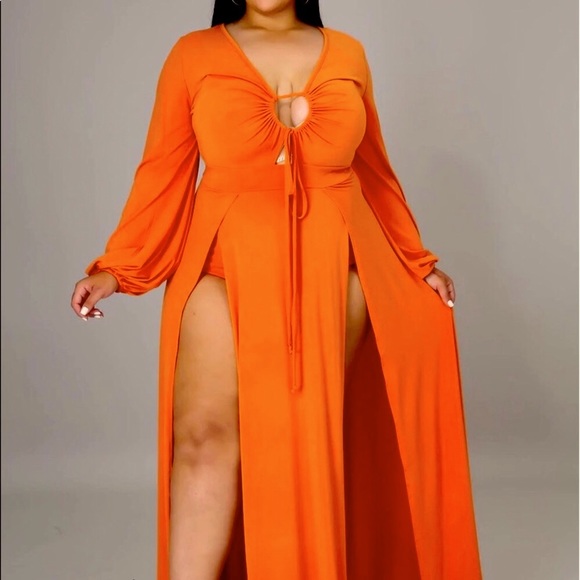 Elle Orange Cut Out Maxi Dress - Picture 7 of 8